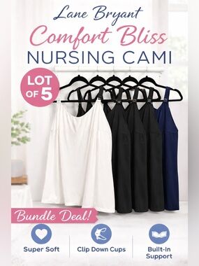 Comfort Bliss Nursing Cami - Lot of 5 (White, Black, Navy) Lane Bryant